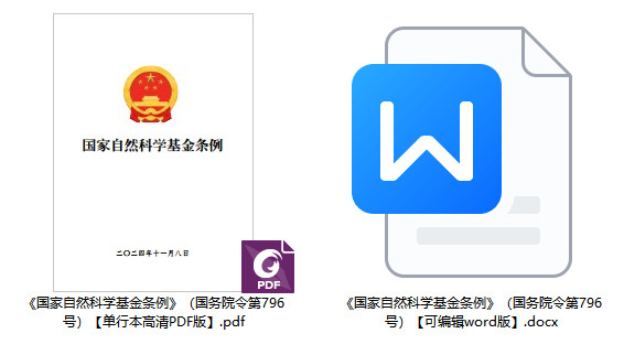 《国家自然科学基金条例》（国务院令第796号）【2024年修订版全文附PDF+word版下载】1