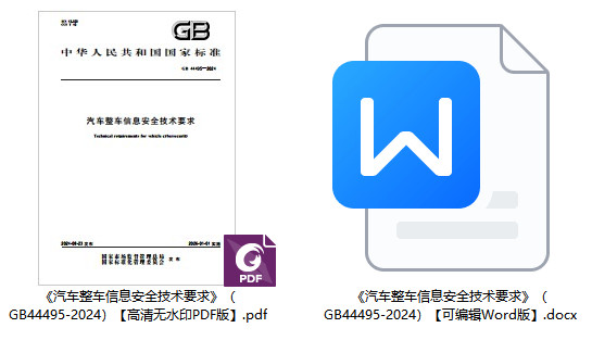 《汽车整车信息安全技术要求》(GB44495-2024)【全文附高清无水印PDF+可编辑Word版下载】1