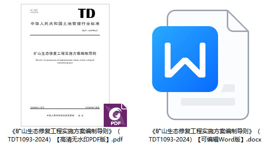 《矿山生态修复工程实施方案编制导则》（TD/T1093-2024）【全文附高清无水印PDF+可编辑Word版下载】1