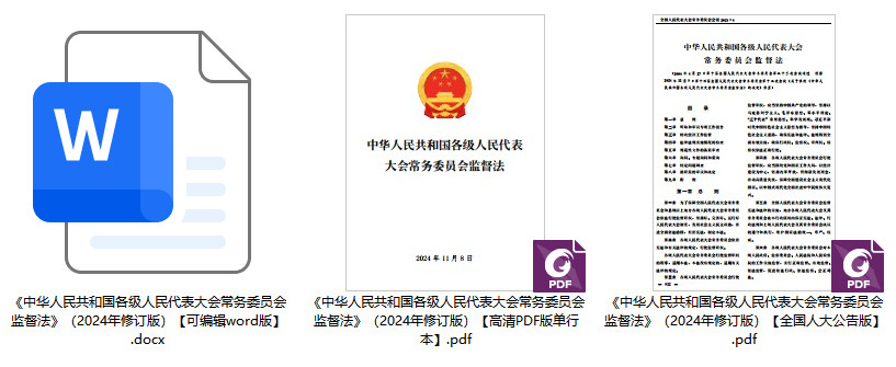 《中华人民共和国各级人民代表大会常务委员会监督法》（2024年修订版）【全文附高清PDF版单行本+word版下载】1