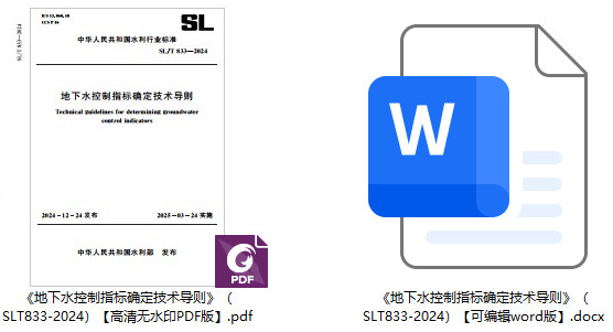 《地下水控制指标确定技术导则》(SL/T833-2024)【全文附高清无水印PDF+可编辑Word版下载】1