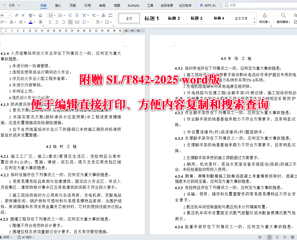 《水利水电工程生产安全重大事故隐患判定导则》（SL/T842-2025）【全文附高清无水印PDF+可编辑Word版下载】3