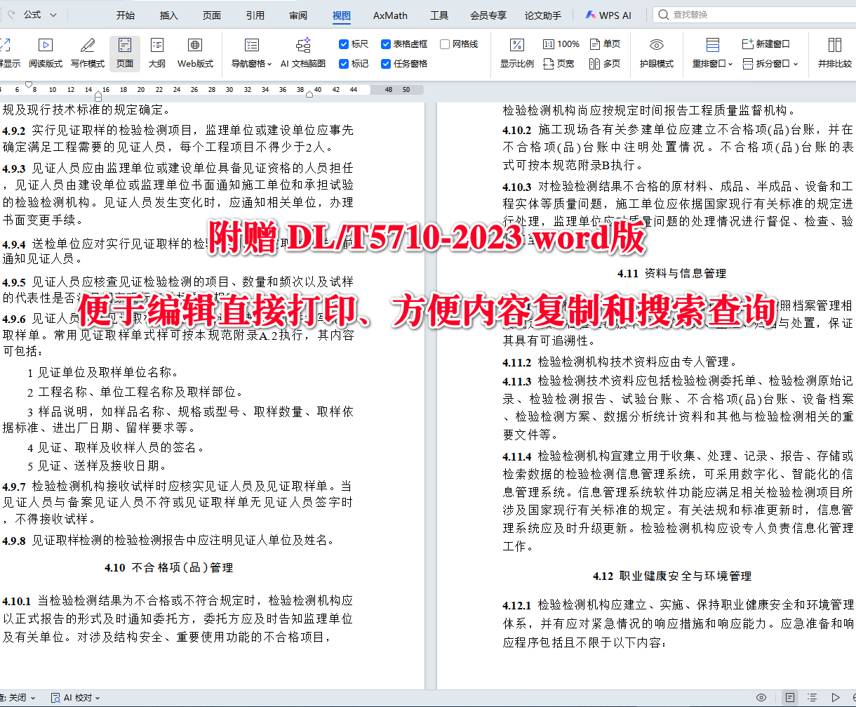 《电力建设土建工程施工技术检验检测规范》（DL/T5710-2023）【全文附高清无水印PDF+可编辑Word版下载】3