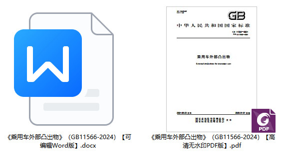 《乘用车外部凸出物》（GB11566-2024）【全文附高清无水印PDF+可编辑Word版下载】1
