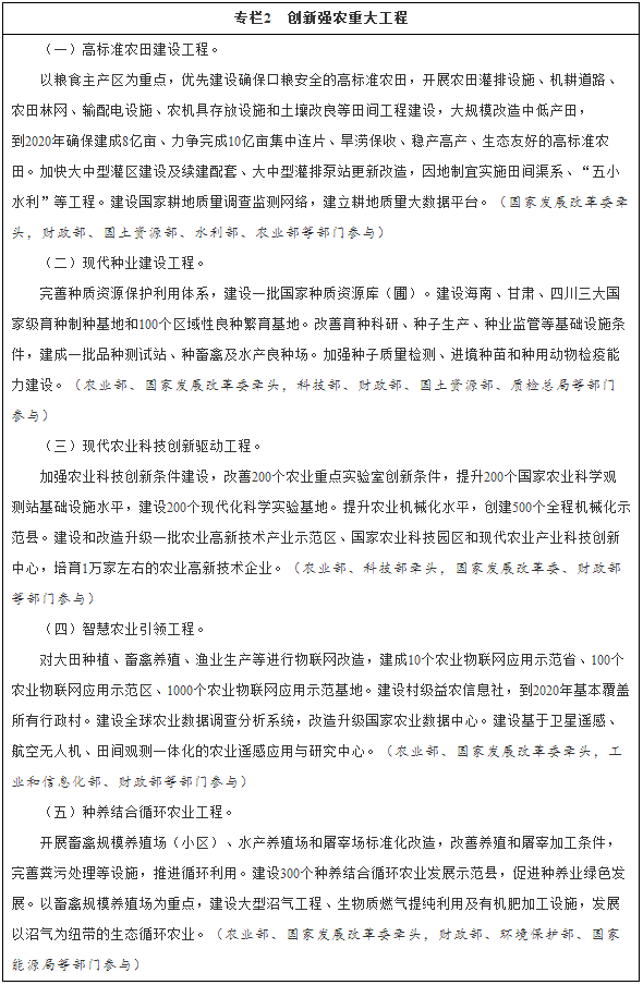 专栏2 创新强农重大工程