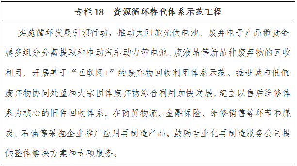 资源循环替代体系示范工程