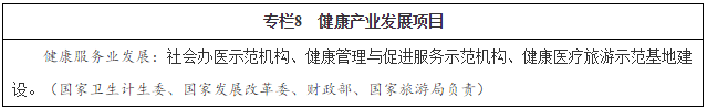 专栏8 健康产业发展项目